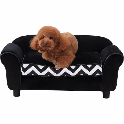 PawHut Dog Sofa Cat Couch Bed for XS Dogs w/ Removable Sponge Cushion - Black PawHut Dog Sofa Cat Couch Bed For XS Dogs W/ Removable Sponge Cushion - Black -PawHut Shop 6232632 1