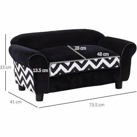 PawHut Dog Sofa Cat Couch Bed for XS Dogs w/ Removable Sponge Cushion - Black PawHut Dog Sofa Cat Couch Bed For XS Dogs W/ Removable Sponge Cushion - Black -PawHut Shop 6232632 2