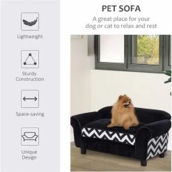 PawHut Dog Sofa Cat Couch Bed For XS Dogs W/ Removable Sponge Cushion - Black 3 PawHut Dog Sofa Cat Couch Bed For XS Dogs W/ Removable Sponge Cushion - Black -PawHut Shop 6232632 4
