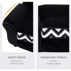 PawHut Dog Sofa Cat Couch Bed For XS Dogs W/ Removable Sponge Cushion - Black 4 PawHut Dog Sofa Cat Couch Bed For XS Dogs W/ Removable Sponge Cushion - Black -PawHut Shop 6232632 5