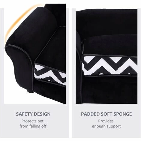 PawHut Dog Sofa Cat Couch Bed for XS Dogs w/ Removable Sponge Cushion - Black PawHut Dog Sofa Cat Couch Bed For XS Dogs W/ Removable Sponge Cushion - Black -PawHut Shop 6232632 5