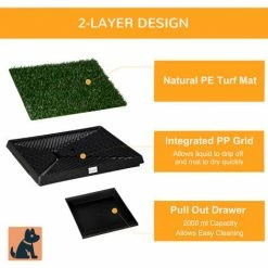 PawHut Dog Toilet Pet Potty 2 Layer Grass Mat Trainer Tray Training Portable NEW 4 PawHut Dog Toilet Pet Potty 2 Layer Grass Mat Trainer Tray Training Portable NEW -PawHut Shop 6232644 5