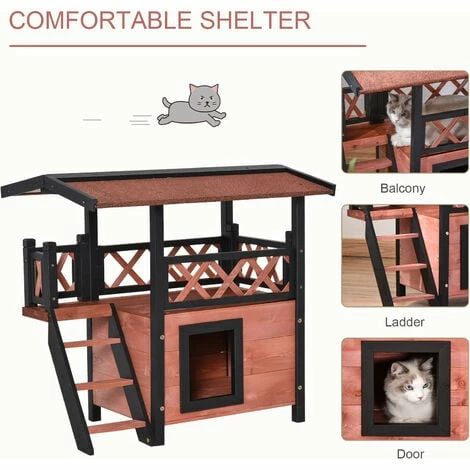 PawHut Wood House Outdoor Weatherproof Shelter Dog Cat PuppyGarden Kennel Crate PawHut Wood House Outdoor Weatherproof Shelter Dog Cat PuppyGarden Kennel Crate -PawHut Shop 6232645 4