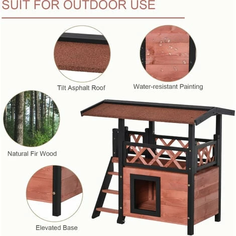 PawHut Wood House Outdoor Weatherproof Shelter Dog Cat PuppyGarden Kennel Crate PawHut Wood House Outdoor Weatherproof Shelter Dog Cat PuppyGarden Kennel Crate -PawHut Shop 6232645 5