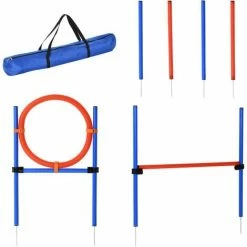 PawHut Pet Agility Training Equipment Dog Training Set Adjustable - Pole + Hoop + Hurdle
