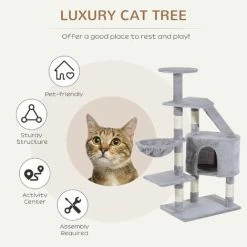 Pawhut Deluxe Cat Tree Climb Post Kitten Scratching Condo Furniture Activity -PawHut Shop 6232662 4
