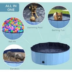 Pawhut Pet Cat Dog Swimming Pool Indoor Outdoor Bathing Foldable Inflate 100cm -PawHut Shop 6232664 4