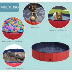 PawHut Pet Pool Portable Cat Dog Swimming Bath Foldable Puppy Bathtub Φ140 X 30H -PawHut Shop 6232667 4