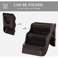 PawHut 3 Step Pet Stair Dog Cat Floding Ramp Ladder Portable - Brown -PawHut Shop 6232669 5