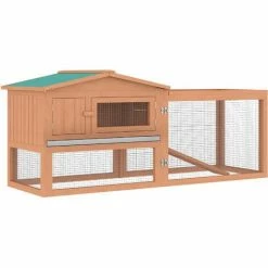 PawHut Wooden Rabbit Hutch Enclosure Run House 2 Tier Large Coop Run Pet