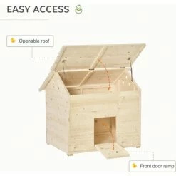 PawHut Wooden Duck House W/ Openable Roof, Raised Base, Air Holes - Natural 3 PawHut Wooden Duck House W/ Openable Roof, Raised Base, Air Holes - Natural -PawHut Shop 63553651 4