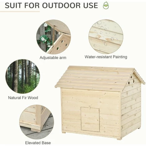 PawHut Wooden Duck House w/ Openable Roof, Raised Base, Air Holes - Natural PawHut Wooden Duck House W/ Openable Roof, Raised Base, Air Holes - Natural -PawHut Shop 63553651 5