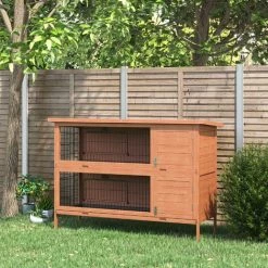 PawHut 54 Inch Large Rabbit Hutch Guinea Pig Hutches With Sliding Trays Outdoor -PawHut Shop 63561220 3