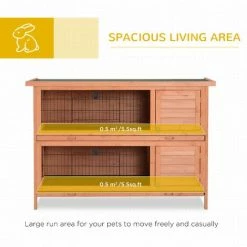 PawHut 54 Inch Large Rabbit Hutch Guinea Pig Hutches With Sliding Trays Outdoor -PawHut Shop 63561220 4