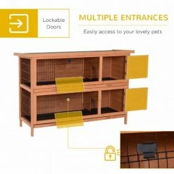 PawHut 54 Inch Large Rabbit Hutch Guinea Pig Hutches With Sliding Trays Outdoor -PawHut Shop 63561220 5