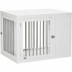 PawHut Furniture-Style Dog Crate End Table W/ 2 Doors, For Medium & Large Dogs