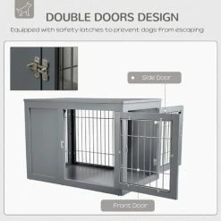 PawHut Furniture-Style Dog Crate W/ Two Lockable Doors, For Small & Medium Dogs -PawHut Shop 63681885 5