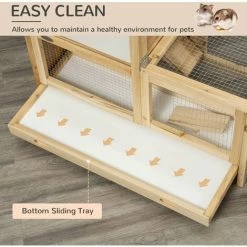 PawHut Two-Tier Wooden Hamster Cage W/ Seesaw, Sliding Tray, Exercise Wheel -PawHut Shop 63681892 5
