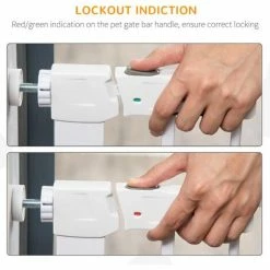 Pawhut Pet Safety Gate Door Barrier Dog Metal Indoor Fence White 75-82cm -PawHut Shop 63681925 4