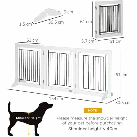 PawHut Foldable Wooden Pet Gate w/ 3 Panels 2 Support Feet for Small Dogs White PawHut Foldable Wooden Pet Gate W/ 3 Panels 2 Support Feet For Small Dogs White -PawHut Shop 63681958 2
