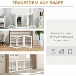 PawHut Foldable Wooden Pet Gate W/ 3 Panels 2 Support Feet For Small Dogs White 3 PawHut Foldable Wooden Pet Gate W/ 3 Panels 2 Support Feet For Small Dogs White -PawHut Shop 63681958 4
