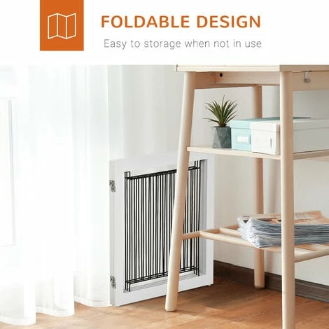 PawHut Foldable Wooden Pet Gate w/ 3 Panels 2 Support Feet for Small Dogs White PawHut Foldable Wooden Pet Gate W/ 3 Panels 2 Support Feet For Small Dogs White -PawHut Shop 63681958 5
