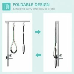 PawHut Adjustable Pet Grooming Arm W/ Clamp, Haunch Holders, Grooming Loop 3 PawHut Adjustable Pet Grooming Arm W/ Clamp, Haunch Holders, Grooming Loop -PawHut Shop 64047770 4