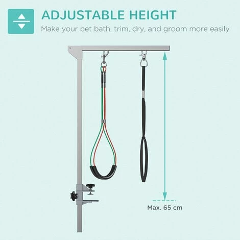 PawHut Adjustable Pet Grooming Arm w/ Clamp, Haunch Holders, Grooming Loop PawHut Adjustable Pet Grooming Arm W/ Clamp, Haunch Holders, Grooming Loop -PawHut Shop 64047770 5