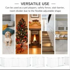 PawHut Pet Safety Gate 5-Panel Playpen Metal Fence W/ Walk Through Door White 3 PawHut Pet Safety Gate 5-Panel Playpen Metal Fence W/ Walk Through Door White -PawHut Shop 64047771 4