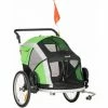 PawHut Two-In-One Dog Bicycle Trailer W/ Safety Leash, Reflectors - Green