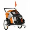 PawHut Two-In-One Dog Bicycle Trailer W/ Safety Leash, Reflectors - Orange