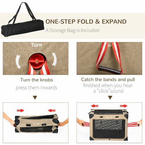 PawHut Collapsible Dog Crate Foldable Pet Carrier for Cats Small Dog 65x45x45cm PawHut Collapsible Dog Crate Foldable Pet Carrier For Cats Small Dog 65x45x45cm -PawHut Shop 67439255 5