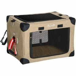 PawHut Collapsible Dog Crate Foldable Pet Carrier For Cats Small Dog 50x34x33cm
