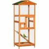 PawHut Wooden Bird Cage Outdoor Aviary For Finches W/ Removable Tray - Orange