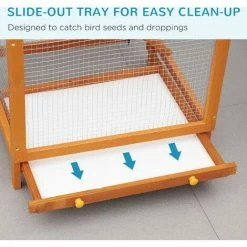PawHut Wooden Bird Cage Outdoor Aviary For Finches W/ Removable Tray - Orange -PawHut Shop 68960348 4