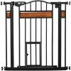PawHut Dog Gate Pet Safety Gate W/ Cat Door Auto Close Pine Decor 74-80 Cm Wide