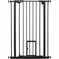 PawHut Extra Tall Dog Gate With Cat Door Auto Close For Stairs 74-80 Cm Wide
