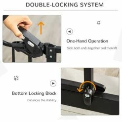 PawHut Extra Tall Dog Gate With Cat Door Auto Close For Stairs 74-80 Cm Wide -PawHut Shop 68980797 4