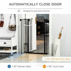 PawHut Extra Tall Dog Gate With Cat Door Auto Close For Stairs 74-80 Cm Wide -PawHut Shop 68980797 5