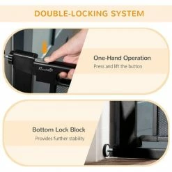 PawHut Pressure Fit Safety Gate For Stairs W/ Auto Close 75-82 Cm - Black -PawHut Shop 69575146 4