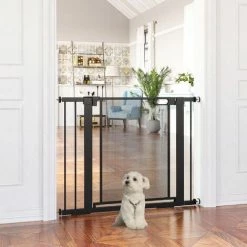 PawHut Pressure Fit Safety Gate For Doors, Dog Gate W/ Auto Close, 75-103 Cm - Black -PawHut Shop 69575150 3