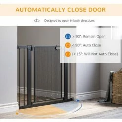 PawHut Pressure Fit Safety Gate For Doors, Dog Gate W/ Auto Close, 75-103 Cm - Black -PawHut Shop 69575150 5