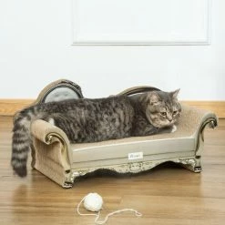 PawHut Cat Scratching Bed Pet Scratcher Modern Furniture W/ Catnip - Brown -PawHut Shop 69575152 3