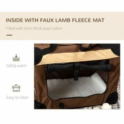 PawHut 51cm Foldable Pet Carrier W/ Cushion For Mini Dogs And Cats - Brown -PawHut Shop 69662179 5