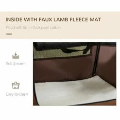 PawHut 70cm Foldable Pet Carrier W/ Cushion For Mini Dogs And Cats - Brown -PawHut Shop 69662182 5