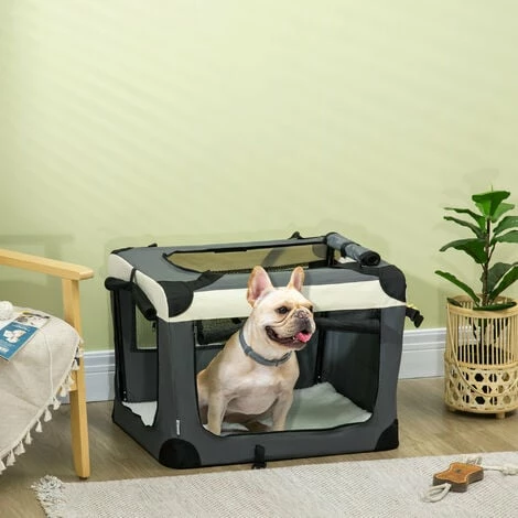 PawHut 70cm Foldable Pet Carrier w/ Cushion for Mini Dogs and Cats - Grey PawHut 70cm Foldable Pet Carrier W/ Cushion For Mini Dogs And Cats - Grey -PawHut Shop 69662183 3