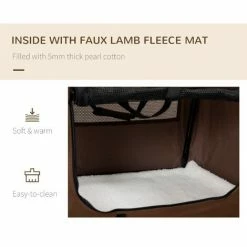 PawHut 60cm Foldable Pet Carrier W/ Cushion For Mini Dogs And Cats - Brown -PawHut Shop 69662186 5