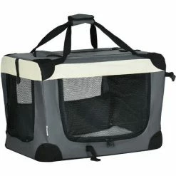 Front Page 26 PawHut 60cm Foldable Pet Carrier W/ Cushion, For Mini Dogs And Cats - Grey
