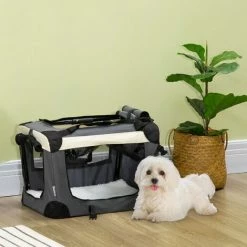 PawHut 51cm Foldable Pet Carrier W/ Cushion For Mini Dogs And Cats - Grey -PawHut Shop 69662189 3
