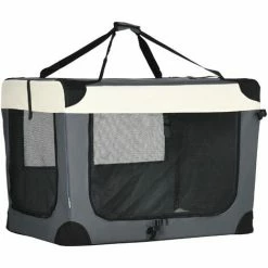 PawHut 91cm Foldable Pet Carrier W/ Cushion, For Large Dogs And Cats - Grey